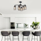XINGQI Modern Black Chandelier 6-Light Pendant Lighting Fixture with Metal Shade 24" Height Adjustable for Dining Room Living Room Bedroom