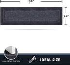 PURRUGS Dirt Trapping Door Mat 24" x 84", Non-Slip/Skid Machine Washable Entryway Rug, Shoes Scraper, Area Rug, Super Absorbent Welcome Mat for Muddy Wet Shoes and Paws, Bluish Grey & Charcoal