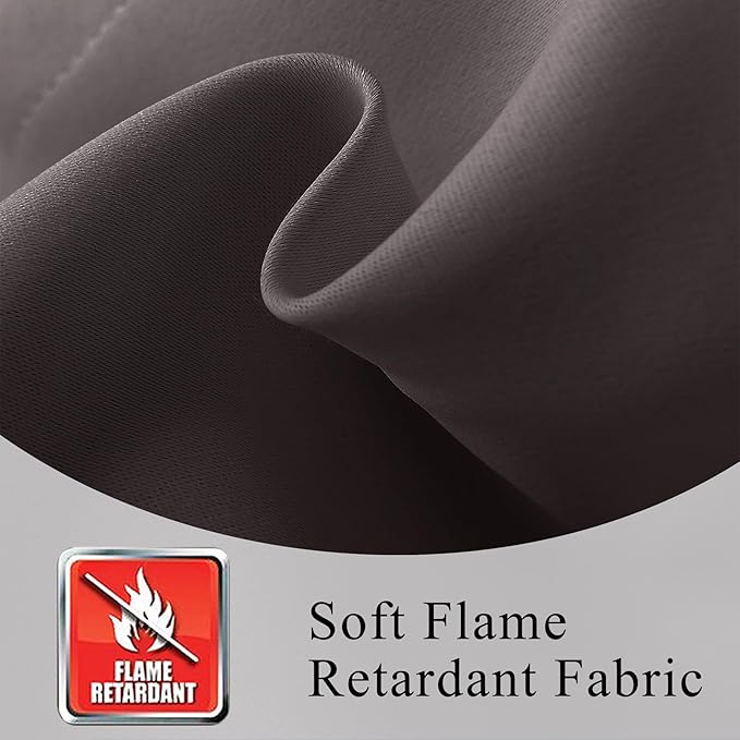 Fcosie Fire Retardant Curtains 96 inches Length (2 Panels, Chocolate), 80% Blackout Drapes for Bedroom Living Room, Thermal Insulated Room Darkening Curtain with Antique Bronze Grommet Top, 42"Wx96"L