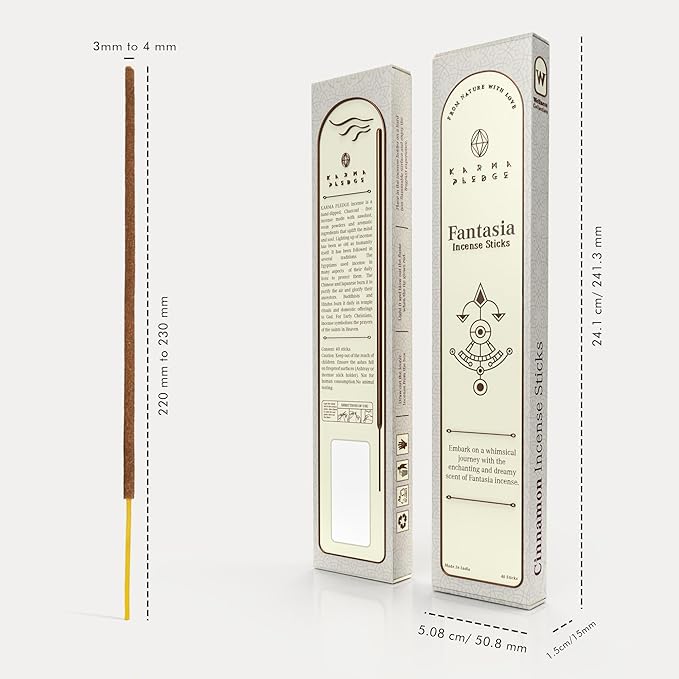 Fantasia Incense Sticks, Organic Hand Dipped Incense, Natural Herbs & Aromatic Ingredients, Contain 40 Sticks Inside, Burn Time 45 to 60 Minutes, Spiritual Gifts, Divine Incense by Karma Pledge