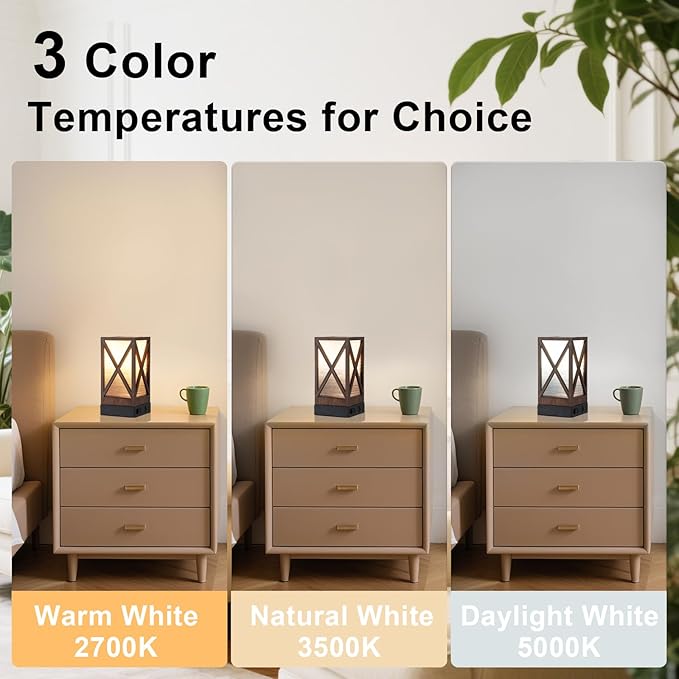 Table Lamp, Set of 2 Rustic Farmhouse Nightstand Lamps, 3 Color Temperatures Desk Lamp with USB Charging Ports AC Outlet Vintage Lamp for Living Room Bed Room, Brown Tiger Pattern