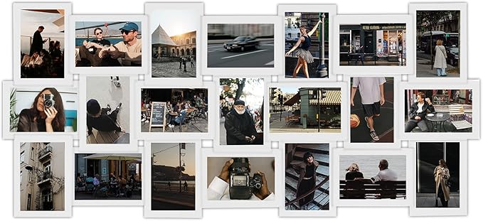 Jerry & Maggie 4X6 Collage Picture Frames for Wall Decor, 21 Opening Collage Wall Hanging for 6x4 Photo, Multi Picture Frame Set with One-piece Design White