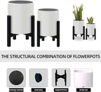 Plant Pot with Stands Set of 2, Mid Century Planters for Indoor Plants Modern Decorative Flower Pots for Balcony, Office, Living Room or Garden with Drainage Plug, 12 inch & 10 inch