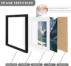 11x11 Black Picture Frame set of 3, Made of Wooden Square Photo frame - Displays 8x8 Picture With Mat or 11 x 11 Without Mat, Desktop and Wall Mounting Collage Frame set