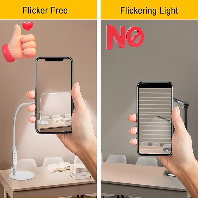 CGBE Led Desk Lamp: 360° Adjustable Nail Light for Desk with 3 Color Modes 5 Brightness, 23.6-Inch Nail Lamp for Desk for Salon Manicurist Tattoo Crafts Sewing Work Reading Game