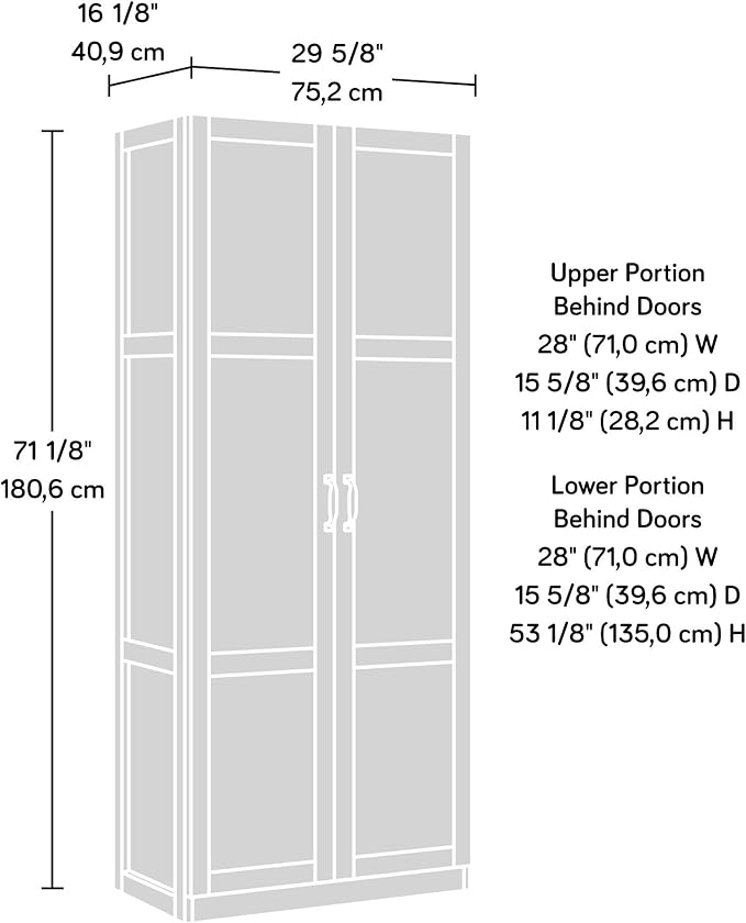 Sauder Select Storage Cabinet, Pantry Cabinet Kitchen Storage with Adjustable Shelves, Bathroom Storage Cabinet, in Silver Sycamore