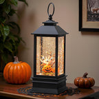 Halloween Snow Globe Lantern Water Glittering Spooky Ghosts in Pumpkins with Music, USB Lined/Battery Operated Lighted Lantern for Halloween Festival Decoration Gifts