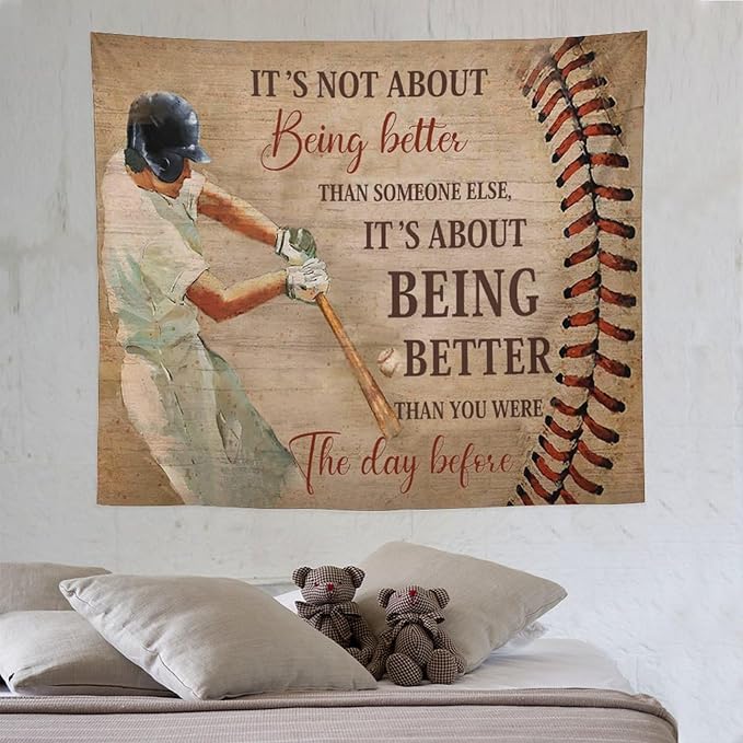 yowecso Baseball Tapestry Sport Theme Tapestry Wall Hanging for Bedroom Baseball Tapestries Aesthetic Wall Decor for Home Dorm Living Room 50"x60"