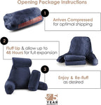 Nestl Reading Pillow Large Bed Pillow, Back Pillow for Sitting in Bed Shredded Memory Foam Chair Pillow, Reading & Bed Rest Pillows Navy Blue Back Pillow for Bed, Bed Chair Arm Pillow with Pockets