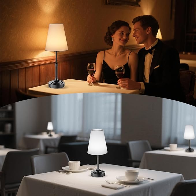 Portable Cordless Table Lamp, Built in Rechargeable Battery, 2700-6000k Color Temperature, Fully Dimmable, Scalable, Ambient Light for Patio, Restaurant, Bar, Bedroom, Dining (Black)