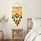 Homecor Hanging Photo Display Wall Decor, Black Macrame Hanging Boho Room Decor, Picture Frame Collage with Remote Light 30 Clips, Bedroom Apartment Home Decor, Christmas Mom Grandma Teen Girl Gifts