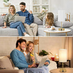 AKASUKI Table Lamp for Bedroom, 3 Way Dimmable Touch Lamp with Dual Charging Station, Small Bedside Lamps for Night Stands, Living Room, Office(LED Bulb Included)