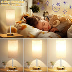 Touch Bedside Table Lamp with USB - 3 Way Dimmable Wood Lamp for Bedroom Nightstand, Desk Lamp with Charging Station for Dorm, Office, Kids Room, Living Room