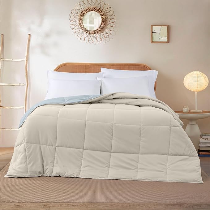 Modern Threads Down Alternative Reversible Comforter Beige/Light Blue Queen