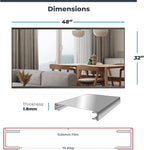 Fab Glass and Mirror Glassless Shatterproof Floor Length Mirror for Home Gym and Dance Studio, Unbreakable and Easy to Install 32" X 48" Chrome