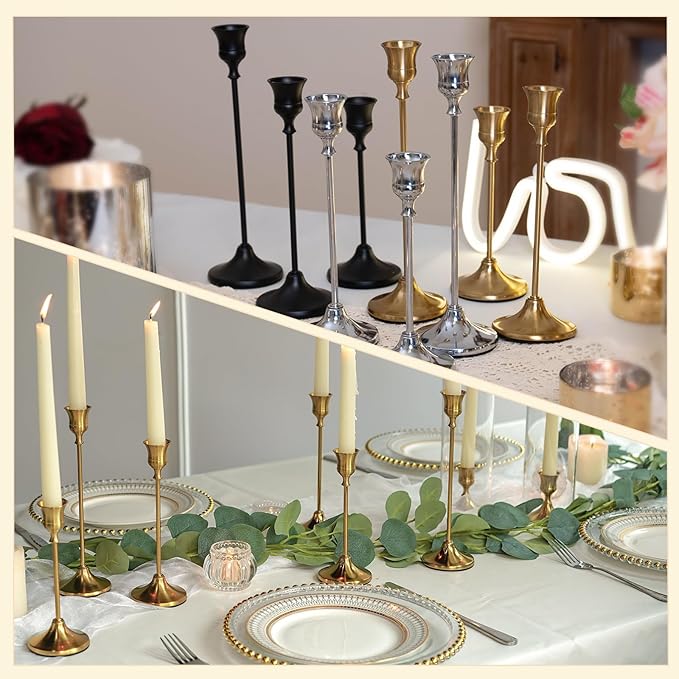Candlestick Holders Gold Taper Candle Holders 3 pcs Candle Sticks Holders for Home Decor Table Centerpiece Wedding Housewarming Festival