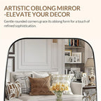 ANDY STAR Polished Chrome Mirror, 24x32 Oblong Bathroom Mirror for Vanity with Stainless Steel Metal Frame, Silver Oval Mirror Modern Anti Rust Wall Mounted