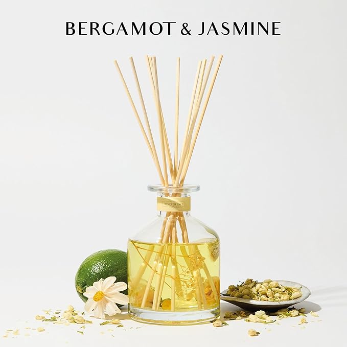 Benevolence LA Morning Ritual Reed Diffuser | Bergamot & Jasmine | Home Fragrance Diffuser for Bathroom | Long-Lasting Scent Sticks | Sun-Kissed Collection