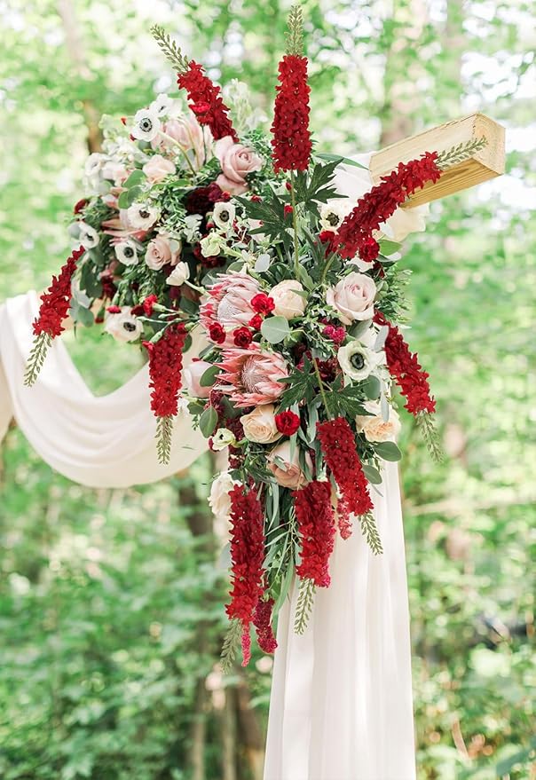 6PCS Delphinium Artificial Flowers 29.5" Realistic Red Silk Flowers Faux Snapdragon Flowers Long Stem Fake Hyacinth for Tall Vase Wedding Home Garden Decor (Red)