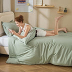 Litanika Twin XL Comforter Set Sage Green, 2 Pieces Comforter Sets Soft Down Alternative Comforter All Season Quilt Blanket (66x90In Comforter & 1 Pillowcase)