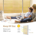 Beautyhero Window Privacy Film, Frosted Reeded Glass Cling, 3D Decorative Coverings with UV Blocking, Adhesive Stickers for Bathroom Doors Cabinet