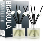 Brakula 2 Pack Reed Diffuser Set, Real Flower Scented, Home Fragrance with 14 Sticks Bathroom Decor, Reed diffusers for Home 6.76 fl oz (Real Flower)