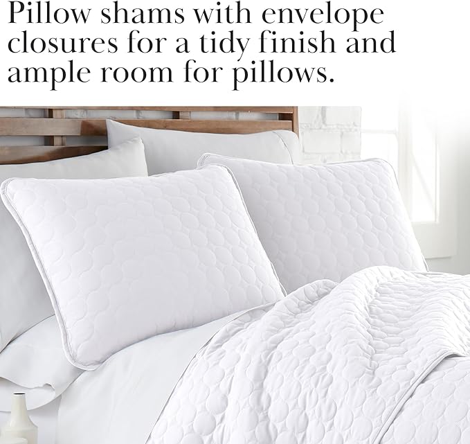 Southshore Fine Living, Inc. King Size White Quilt Bedding Set with 2 Pillow Shams, Quilted Summer Comforter, King Size, Light Weight Bedspread, California/King Quilt Coverlet, Bright White