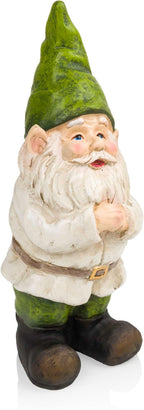 Alpine Corporation - 12" Tall Outdoor Garden Gnome Yard Statue Decoration – Playful Resin Gnome with Earthtone Colors - Durable, Weatherproof Lawn Sculpture for Patio, Deck, Yard