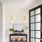 6 Layer Gold Crystal Wall Sconce, Modern Wall Lamp Light Fixture for Bathroom Vanity, Stairway, Kitchen, Living Room, Bedroom, Hallway