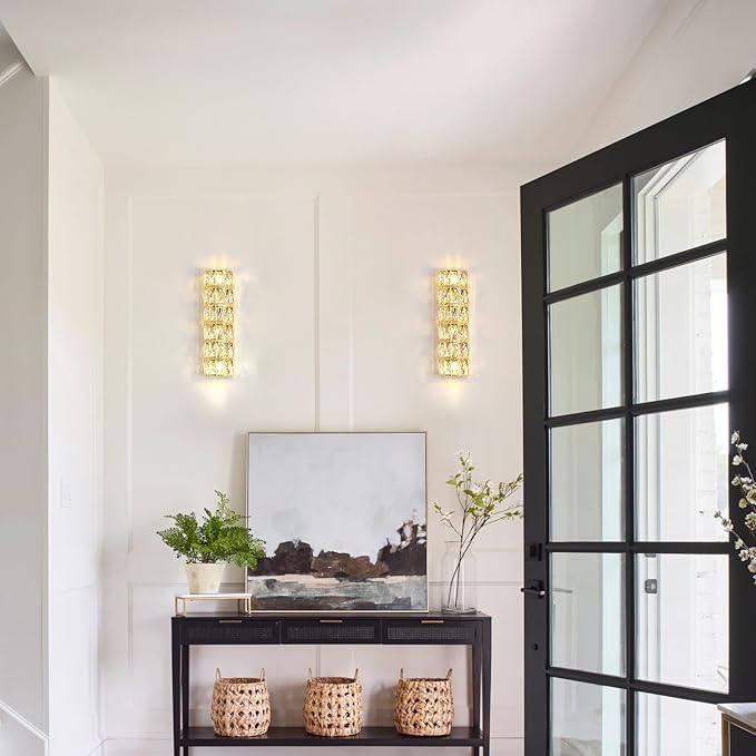 6 Layer Gold Crystal Wall Sconce, Modern Wall Lamp Light Fixture for Bathroom Vanity, Stairway, Kitchen, Living Room, Bedroom, Hallway