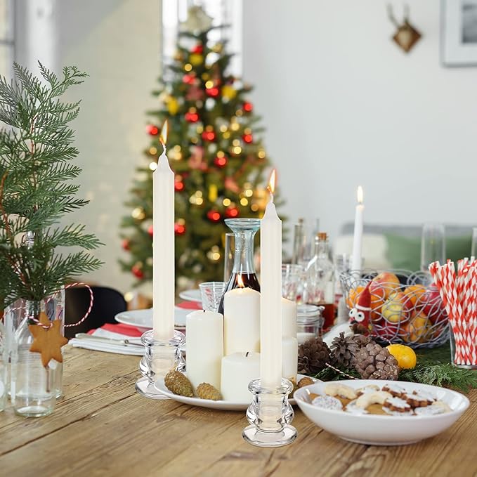 24 Pcs Candlestick Holders Glass Clear Taper Candle Holders 2.2" High Candle Stick for Wedding Centerpieces Decor Party Supplies