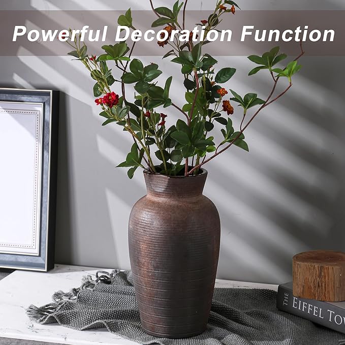 Farmhouse Vase for Home Decor, Vintage Rustic Terracotta Flower Vase Suitable for Home Decor, Living Room, Shelf, Dining Table. 10.9IN ZSHLXM