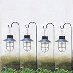 4 Pack Hanging Solar Lantern Lights with Shepherd Hook, Metal Waterproof Warm White Edison Bulb Lights for Garden Outdoor Pathway
