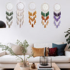 Artilady Macrame Dream Catchers for Bedroom - Tassel Wall Hanging Handmade Dreamcatchers Home Decor with Tassel Feather Ornament Craft Blessing Gift (Orange)