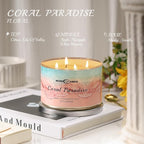 Coral Paradise Scented Candles, 18oz Soy Candles Non Toxic 4-Wick Large Candle Jars, Over 50 Hours of Burning Time, Ideal for Gifting, Events, Home Decor
