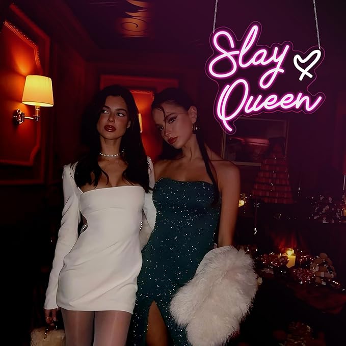 Slay Queen Neon Sign, Neon Signs for Wall Decor Neon LED Signs Room Neon Light Up Signs Home Decor for Bedroom Club Party Bar Shop USB Operated