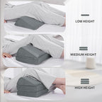 BALAPET 3-in-1 Adjustable Height Wedge Pillow, 7" Height Leg Knee Pillow for Side Sleepers & Aligns Spine, Supportive Bolster Pillow for Pregnancy Relieves Pressure Hip Leg Elevation, 22', Light Grey