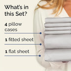 Queen Sheets Set 6 Piece - Includes 4 Pillowcases - Bed Sheets Queen Size - Soft Hotel Luxury Bedding - Cooling, Comfy & Breathable - 1 Flat & 1 Fitted & 4 Pillowcases w/ Deep Pockets - French Grey