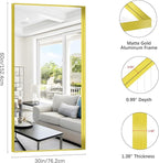 Gold Bathroom Mirror, 30x60 Inch Rectangular Deep Frame Mirror, Large Wall Mounted Bathroom Vanity Mirror Over Sink for Bedroom,Restroom, Living Room, Hangs Vertically or Horizontally