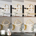 Modern Gold Dimmable LED Chandelier, 13 Inch Brushed Metal Globe Pendant Lights, Hanging Ceiling Light Fixture for Kitchen Island Living Room Room Dining Bedroom Hallway Entryway Foyer (3-Pack)