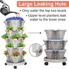 Vertical Planter 5 Tier Stackable Planters Garden Planters Strawberry Herb Flower and Vegetable Planter Indoor Outdoor Gardening Pots with Removable Wheels and Tools 2-Pack
