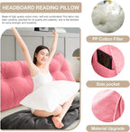 Large Triangular Headboard Pillows Long Backrest Positioning Support Bolster Cushion for Daybed Fluffy Quality Plush Body Wedge Pillow with Removable Cover(Pink -24x8x20in)