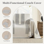 Boho Couch Cover Washable Sectional Couch Covers for Dogs Reversible Sofa Slipcover for 2 or 3 Cushion Couch Pet Friendly Furniture Protector (3# Heise, 71" x 118")