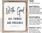 Christian Wooden Wall Signs, Religious Home Decor, Farmhouse Decor for Home Office, Christian Gift, Hanging Framed Wall Plaque 15 * 11.5 inches, With God All Things are Possible Sign