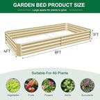 Land Guard 2 Pack 8×4×1ft Galvanized Metal Raised Garden Bed, Metal Planter Kit Box Outdoor for Deep-Rooted Vegetables, Flowers, Green and Herbs (Cream Yellow)