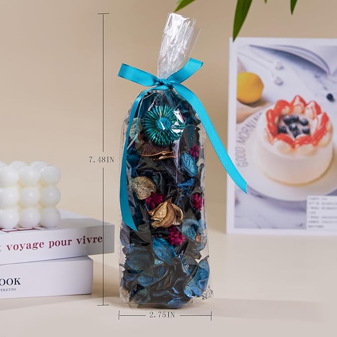 Potpourri Bags, Ocean Breeze Scented Potpourri Bowl Filler Dried Flowers, Vase Filler Decorative, Fragrance Decor for Home Living Room Office, Blue Coastal Beach Decor - 2.8oz (Blue)