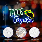 Tacos Neon Sign, Neon Signs for Wall Decor Neon LED Signs Room Neon Light Up Signs Home Decor for Business Restaurant Bedroom Club Party Bar Shop USB Operated