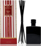 Urban Naturals Holiday Cheer Reed Diffuser Set – Cranberry, Cinnamon, Evergreen, Cedar & Smokey Wood – 5 Ounce Sleek Black Rectangular Refillable Glass Bottle – Made in The USA