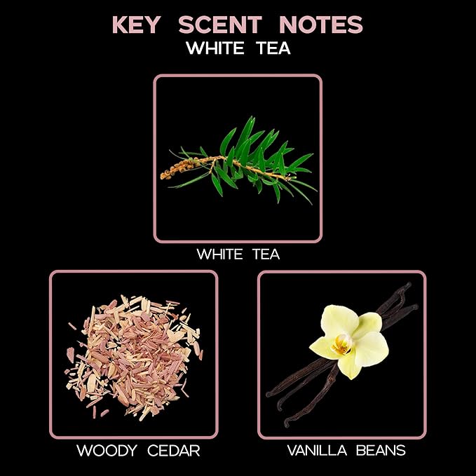 LOVSPA Reed Diffuser Set, White Tea Scented Oil Diffuser with Sticks, Home Fragrance Accessories for Bathroom Shelf Decor, Aroma Diffusers for Home or Office Desk, USA Made