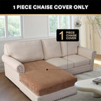 PrinceDeco Sectional Couch Covers Velvet Couch Cover for Dogs Washable L Shaped Couch Cover 1 Piece Individual Sectional Couch Covers with Elastic Bottom(Chaise Lounge,Camel)
